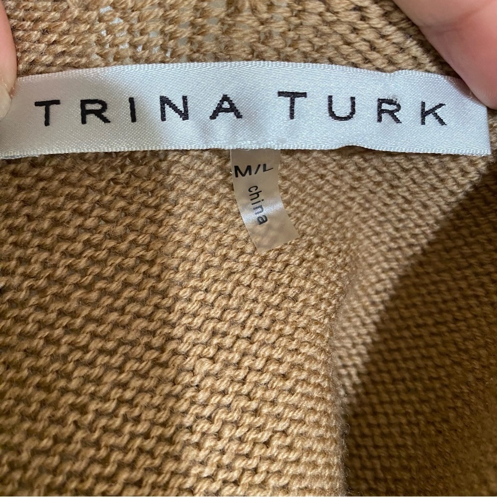 Trina Turk Merino Wool Diamond Print Poncho - Picture 9 of 9